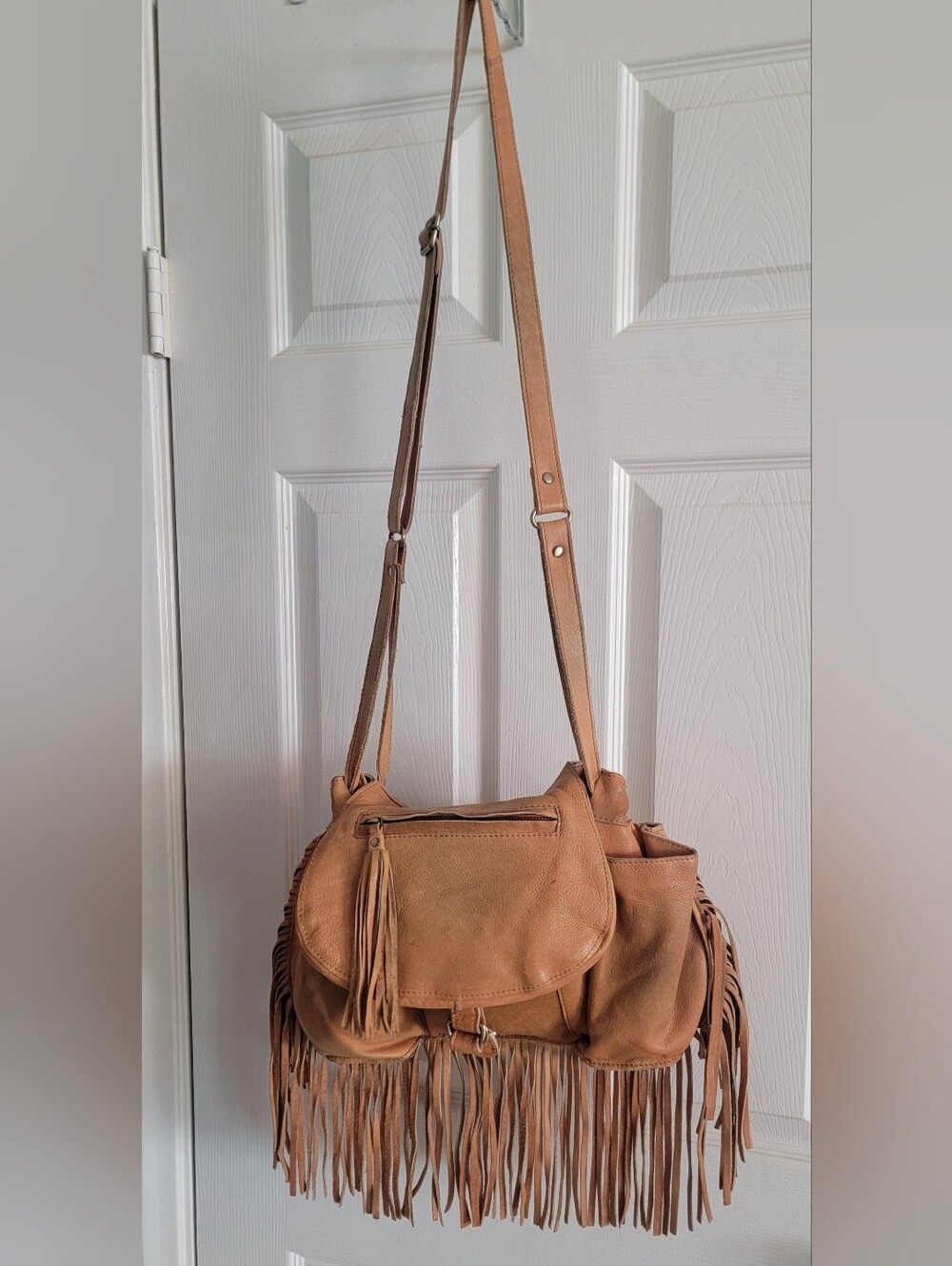 Cut N' Paste Distressed Leather Fringe  Handbag